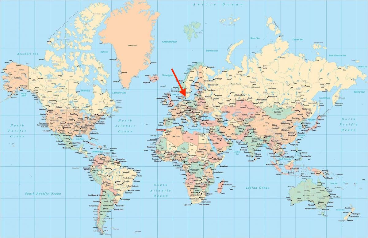 Posizione di Copenhagen sulla mappa del mondo