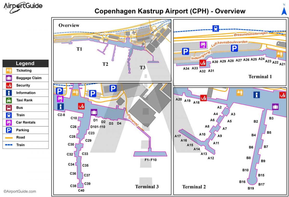 Mappa degli aeroporti di Copenaghen