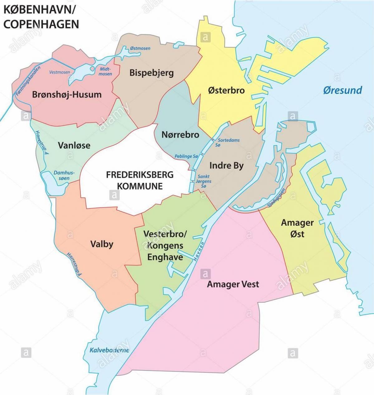 Mappa dei quartieri di Copenaghen