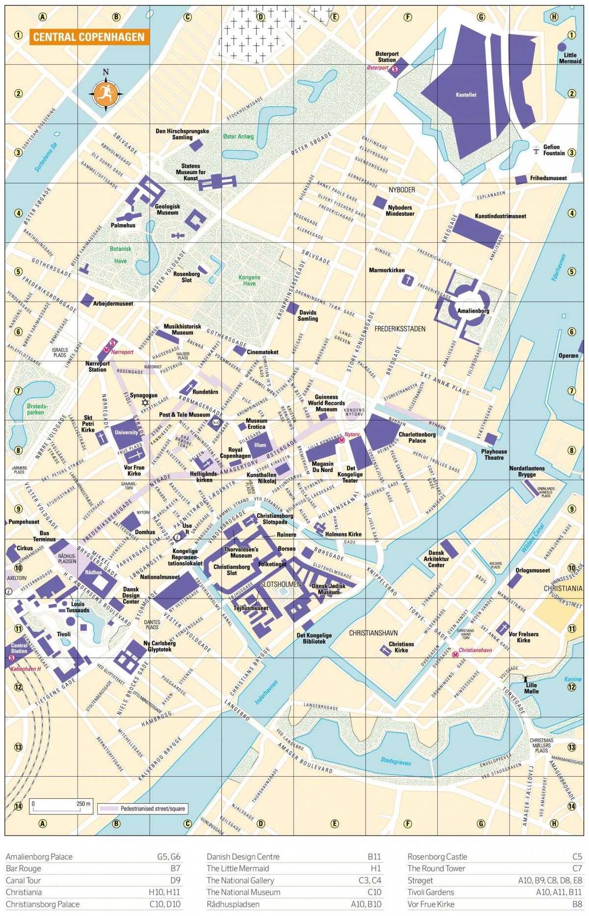 Mappa del centro di Copenaghen