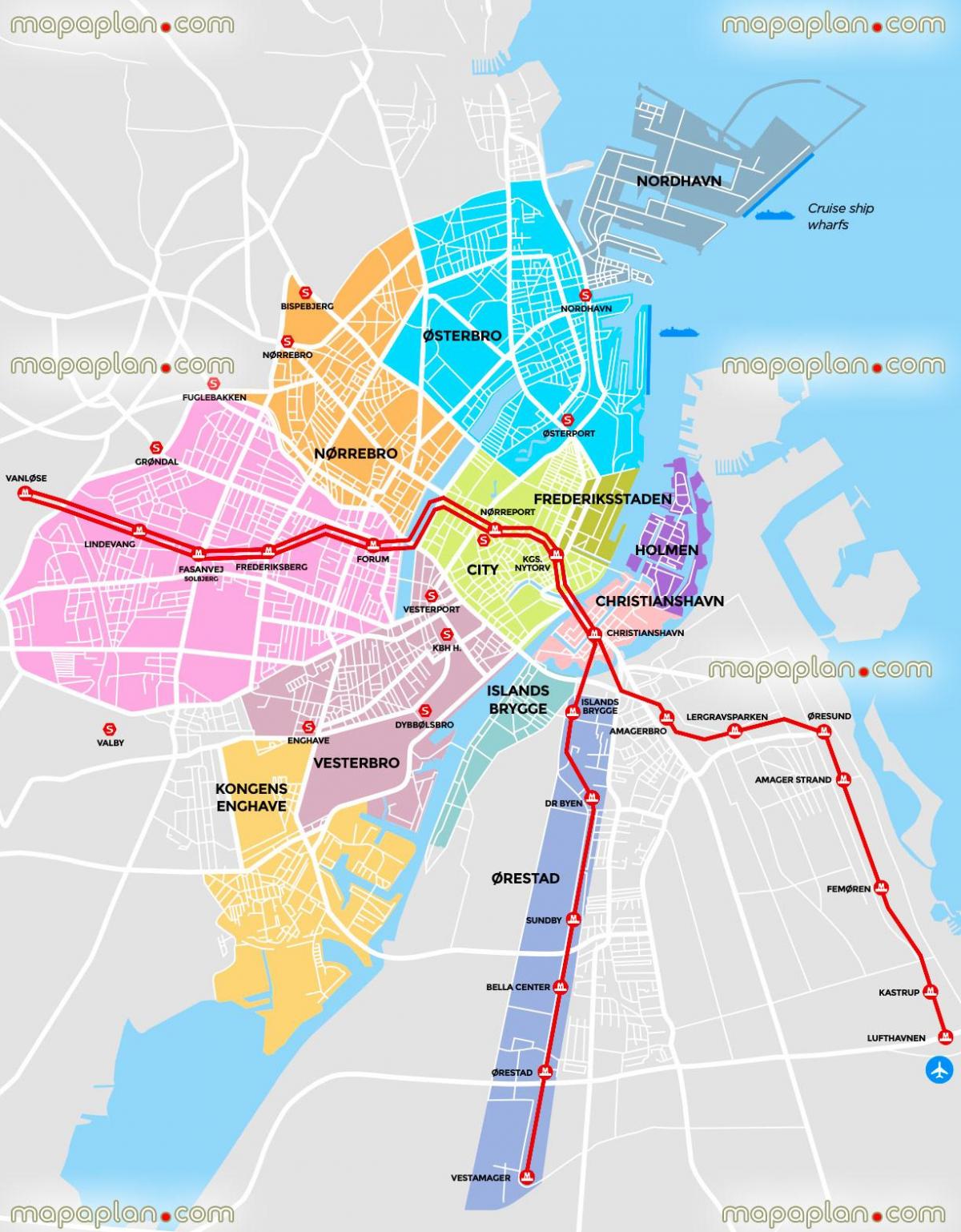 Mappa dei quartieri di Copenaghen