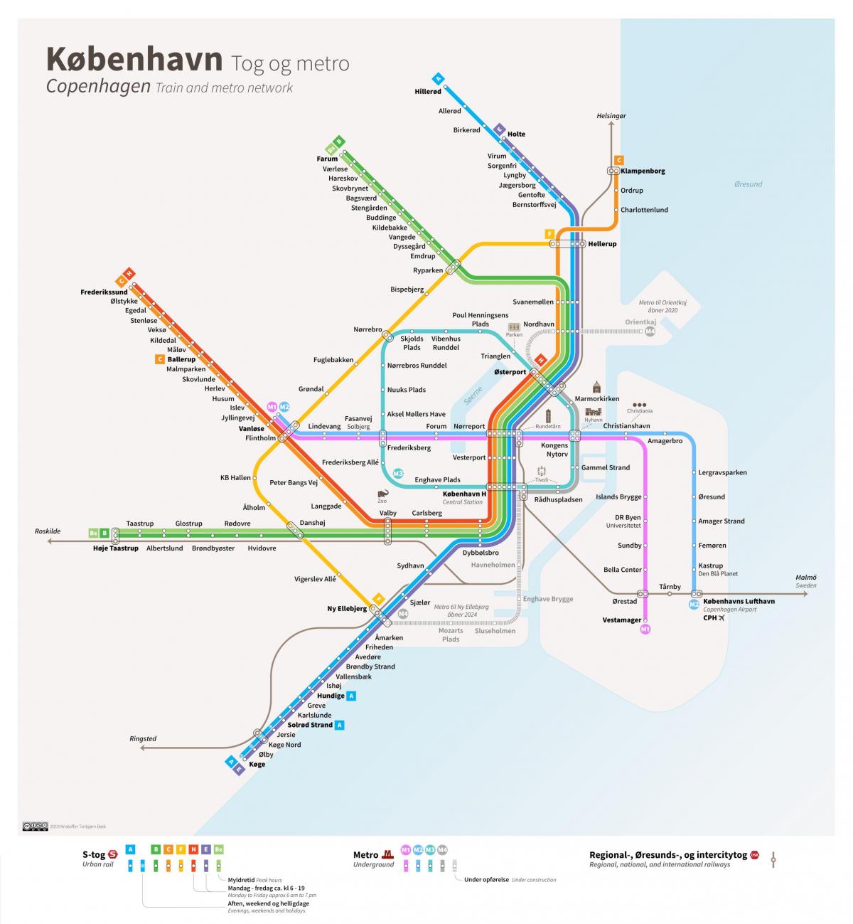Mappa delle stazioni della metropolitana di Copenaghen