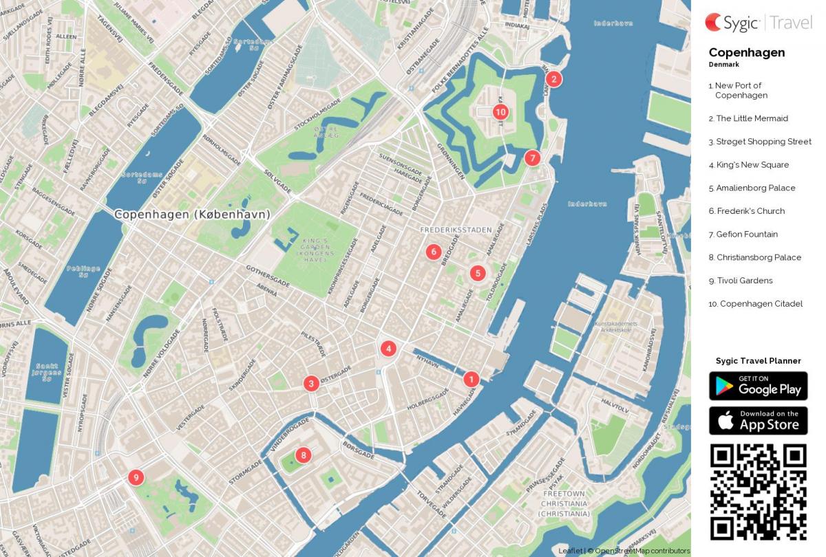 Mappa dei tour a piedi di Copenaghen